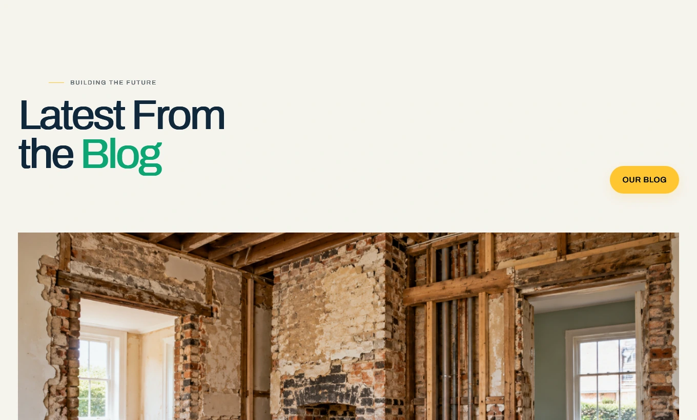 The redesigned Cobbydale homepage showing recent articles and project photographs.