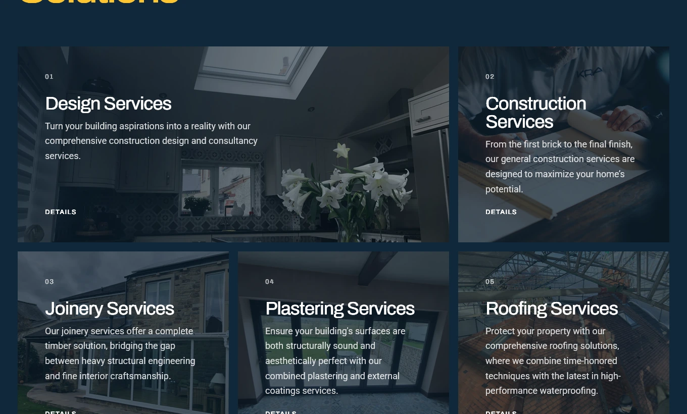 A grid of services on the redesigned Cobbydale homepage.
