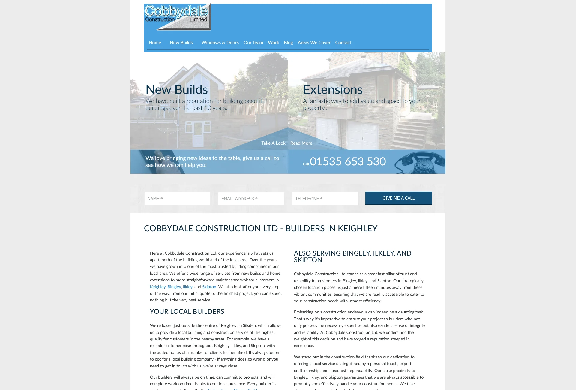Archived Cobbydale homepage, January 2025